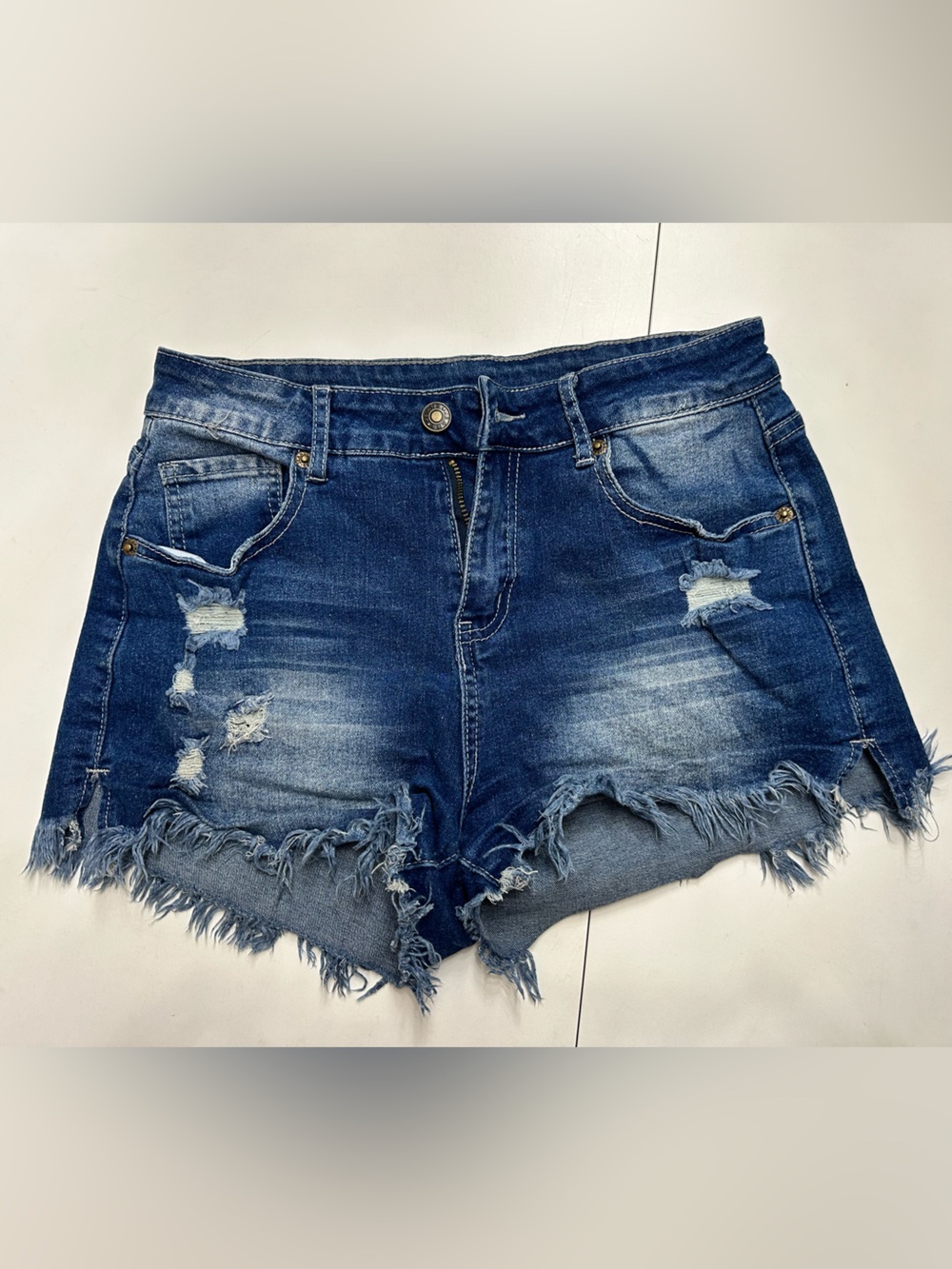 Amazon Women's Distressed Dark Blue Denim Shorts